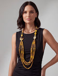 COLLANA MULTIFILO WOOD GIALLO