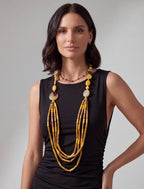 COLLANA MULTIFILO WOOD GIALLO