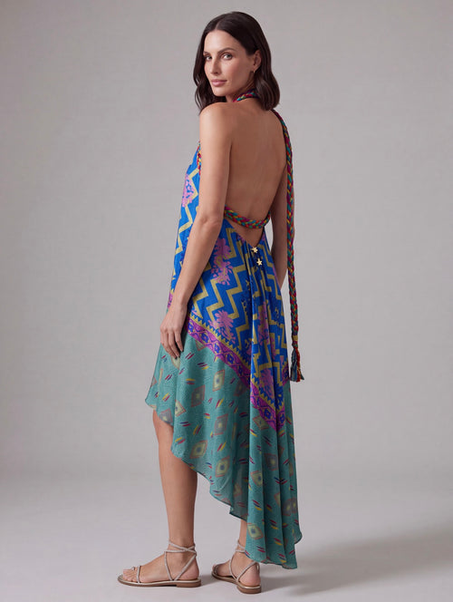 ABITO SETA MULTICOLOR SCHIENA NUDA