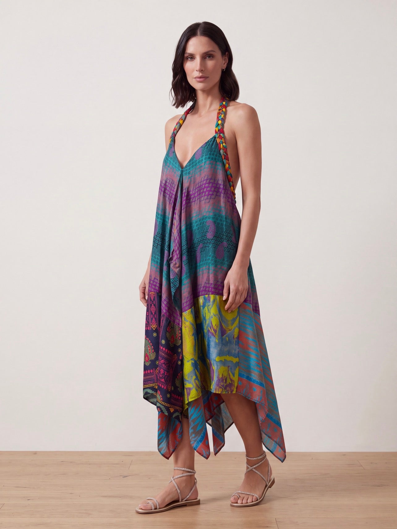 ABITO SETA MULTICOLOR SCHIENA NUDA