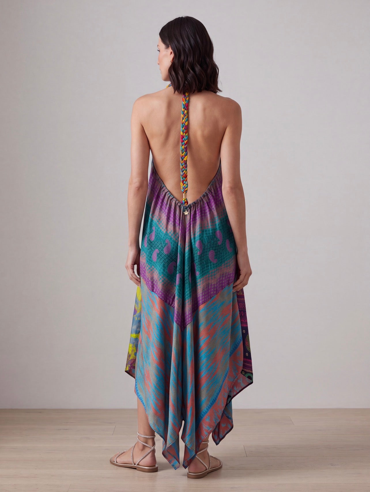 ABITO SETA MULTICOLOR SCHIENA NUDA