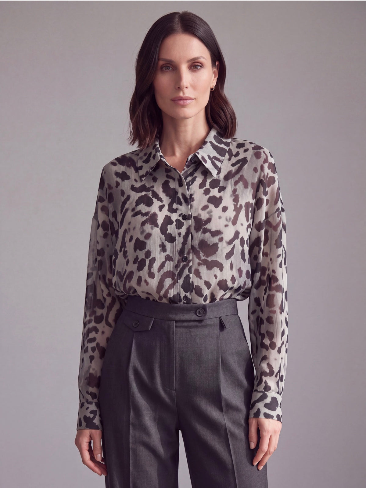 CAMICIA ANIMALIER GRIGIO E BORDEAUX