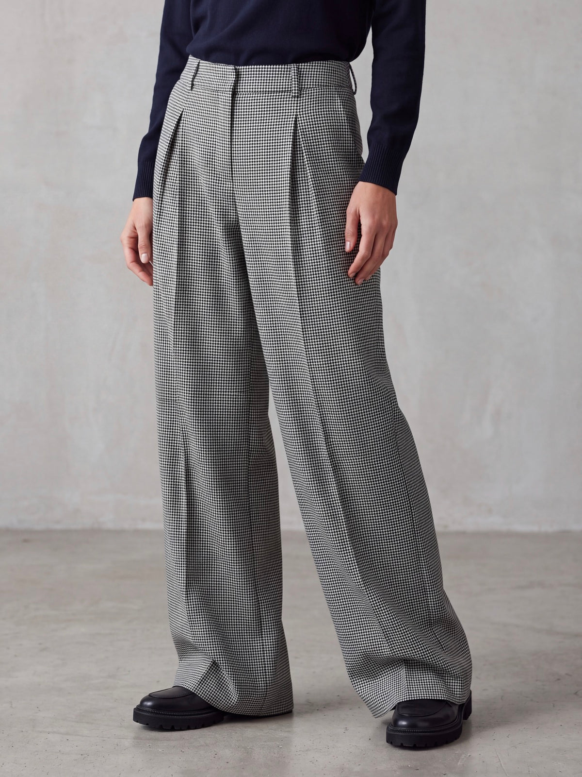 PANTALONI PALAZZO PIED DE POULE