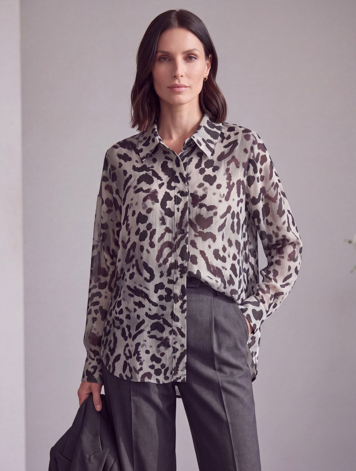 CAMICIA ANIMALIER GRIGIO E BORDEAUX