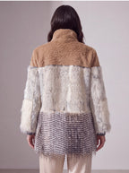 ECOPELLICCIA PATCHWORK BEIGE E GRIGIO