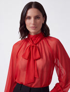 CAMICIA ROSSA SEMITRASPARENTE