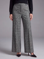 PANTALONI PALAZZO TWEED GRIGIO CON PAILLETTES