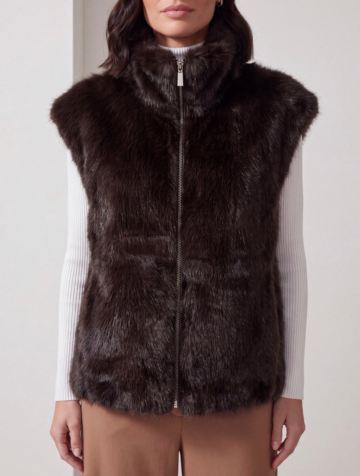 GILET ECOPELLICCIA DARK BROWN