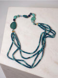 COLLANA MULTIFILO WOOD AZZURRO
