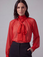CAMICIA ROSSA SEMITRASPARENTE