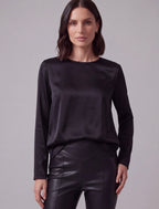 BLUSA SATIN NERA MANICA LUNGA
