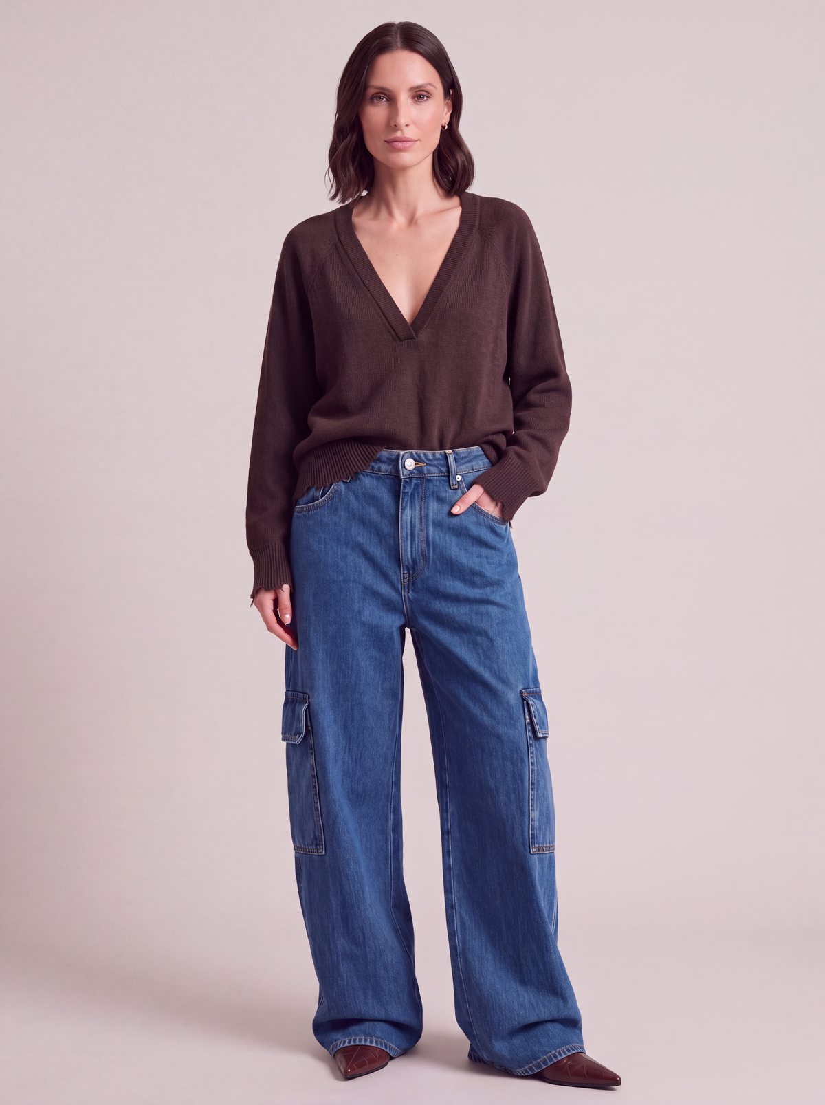 JEANS CARGO WIDE LEG BLU