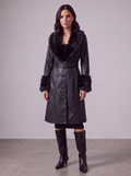 CAPPOTTO NERO IN ECOPELLE CON ECOPELO