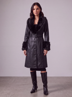 CAPPOTTO NERO IN ECOPELLE CON ECOPELO