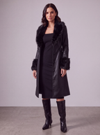 CAPPOTTO NERO IN ECOPELLE CON ECOPELO