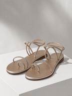 SANDALI FLAT GLITTER PLATINO