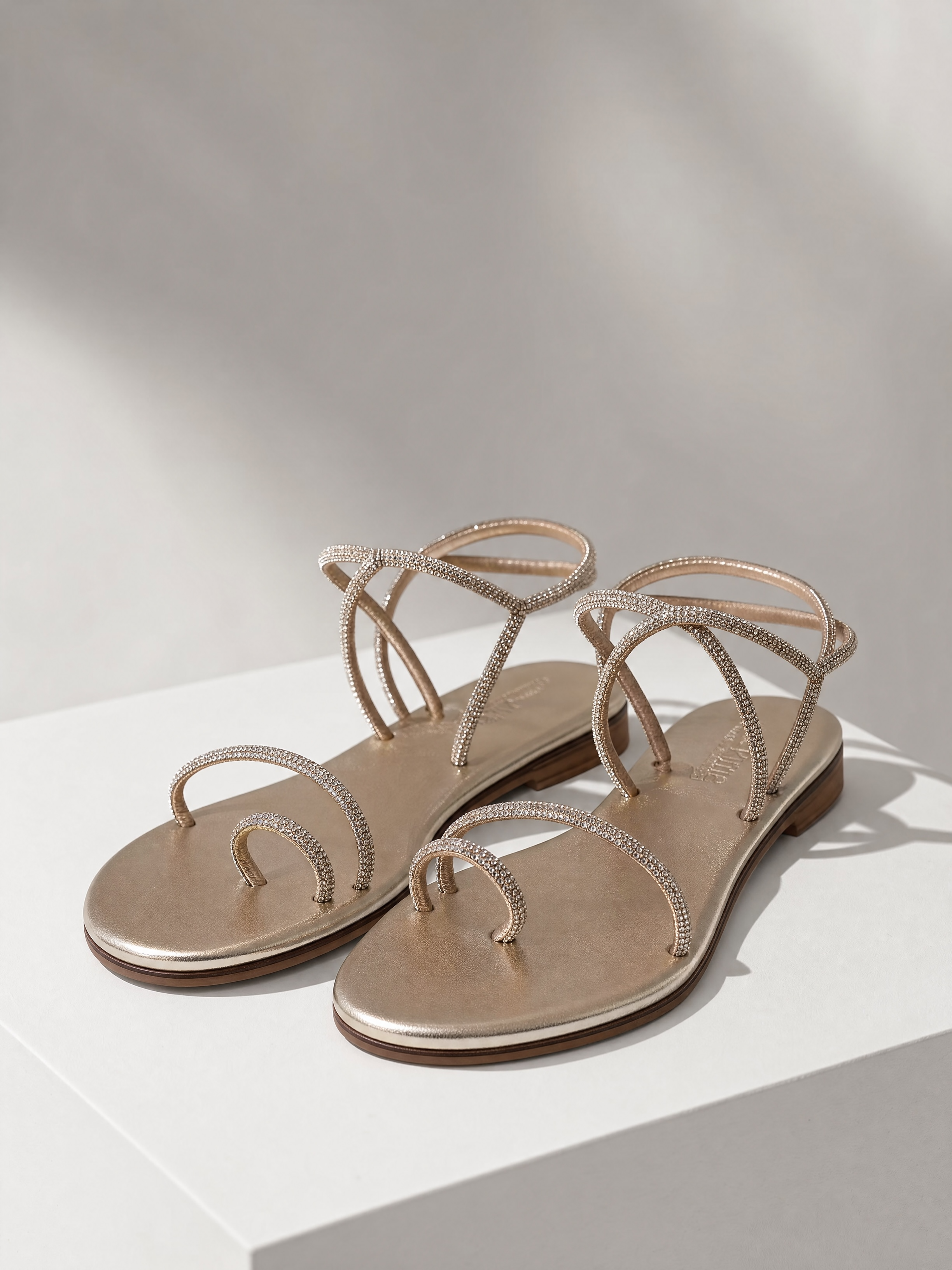 SANDALI FLAT GLITTER PLATINO