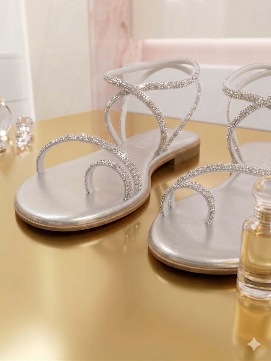 SANDALI FLAT GLITTER SILVER