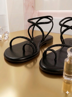 SANDALI FLAT GLITTER BLACK