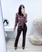 PANTALONI IN ECOPELLE BROWN