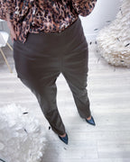 PANTALONI IN ECOPELLE BROWN