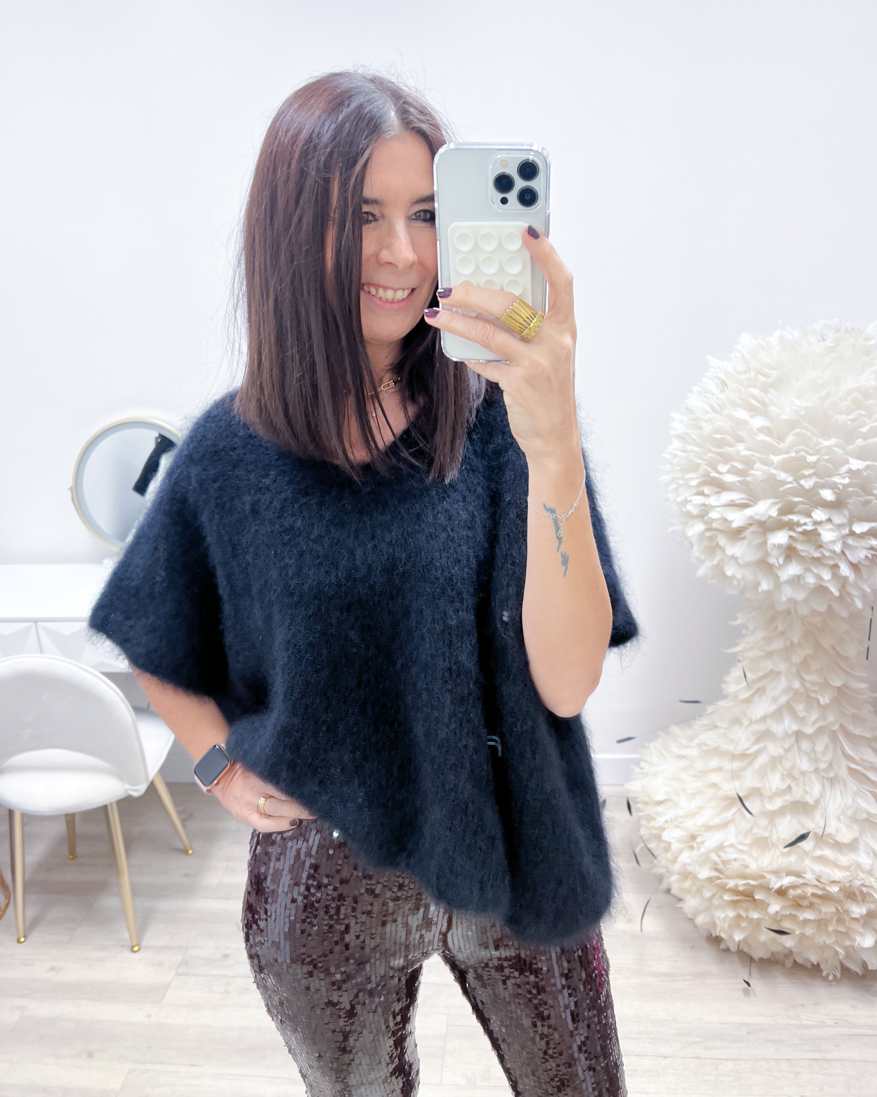 MAGLIA MOHAIR NERO