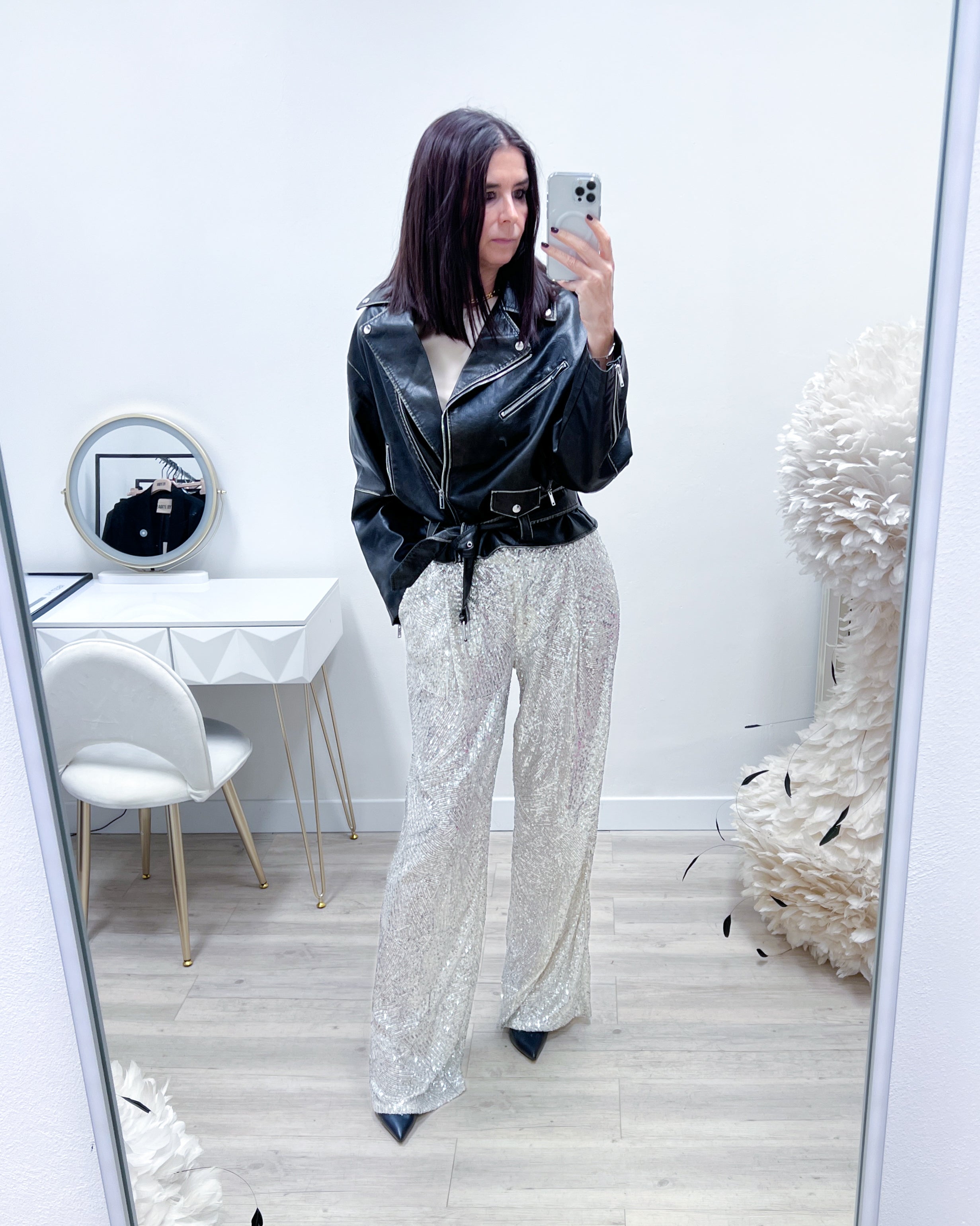 PANTALONI PAILETTES CHAMPAGNE