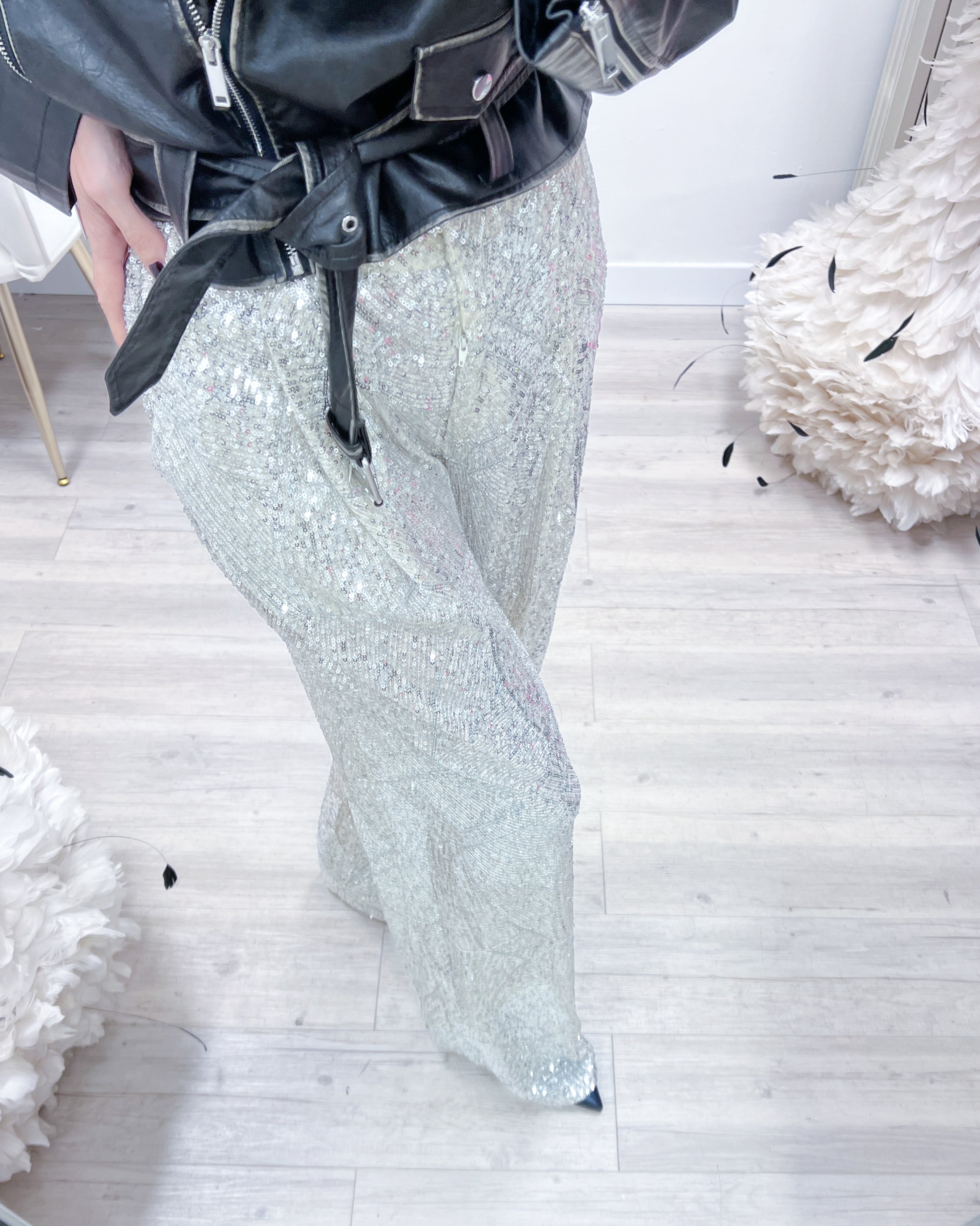 PANTALONI PAILETTES CHAMPAGNE