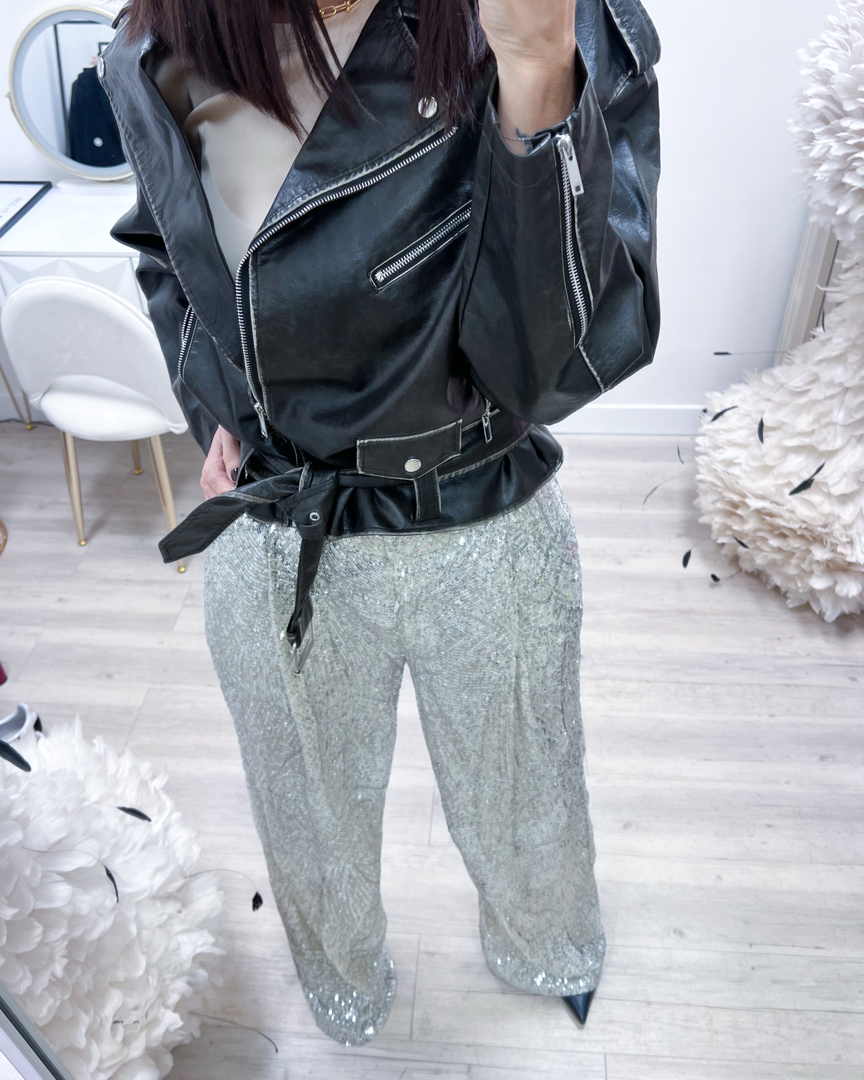 PANTALONI PAILETTES CHAMPAGNE
