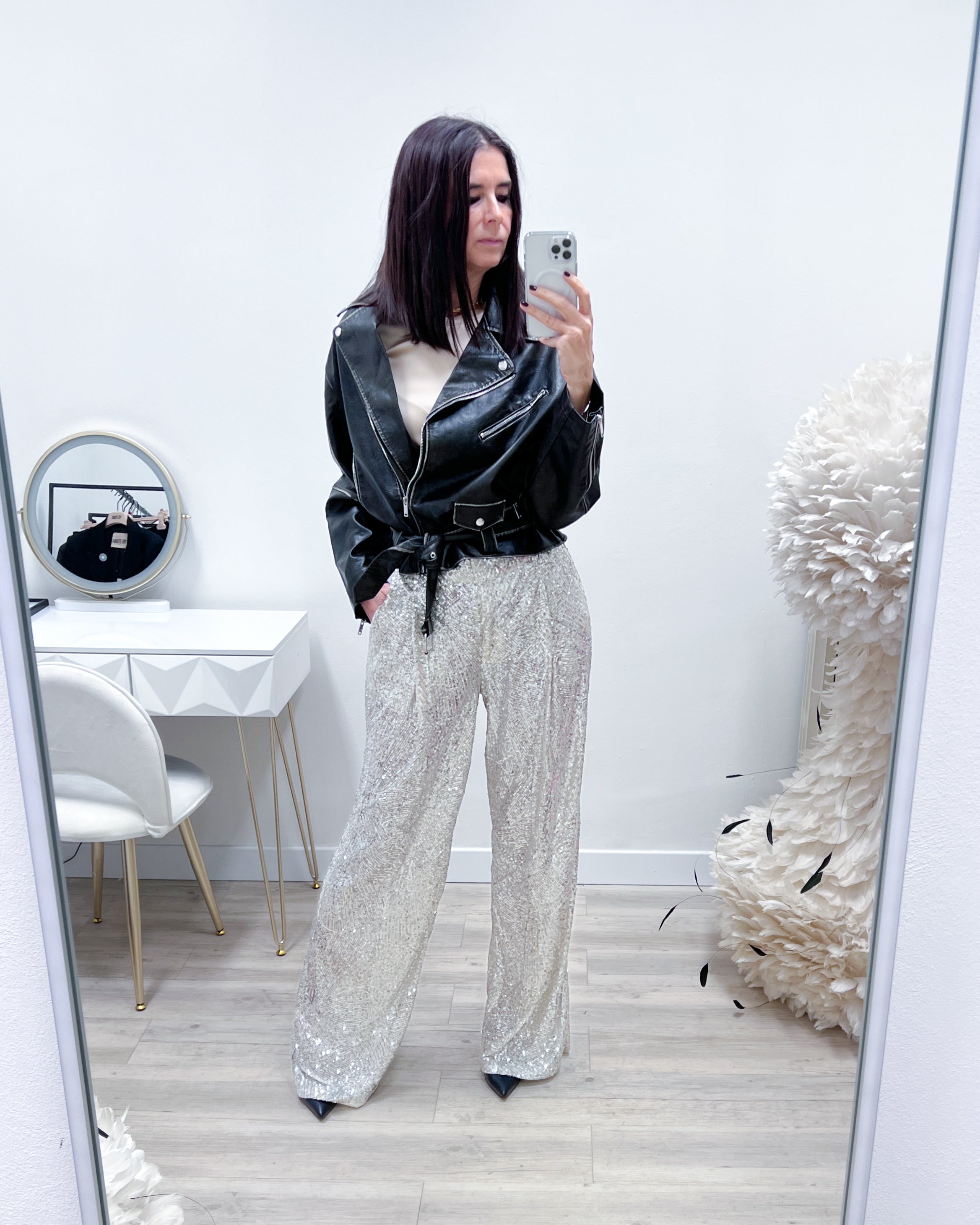 PANTALONI PAILETTES CHAMPAGNE