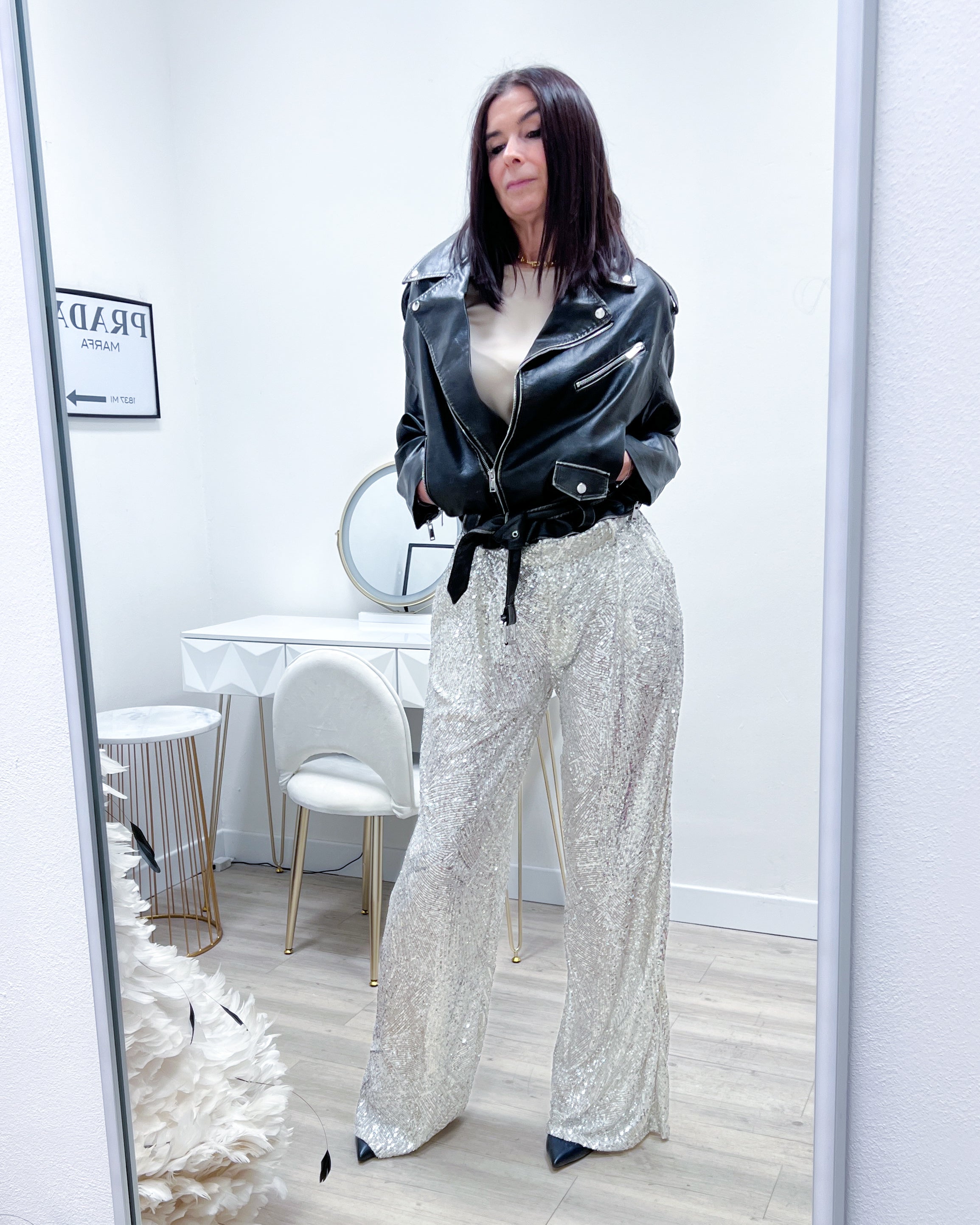 PANTALONI PAILETTES CHAMPAGNE