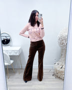 PANTALONI FLARE VELVET BROWN