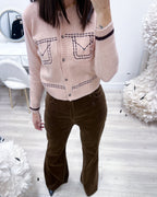 PANTALONI FLARE VELVET BROWN