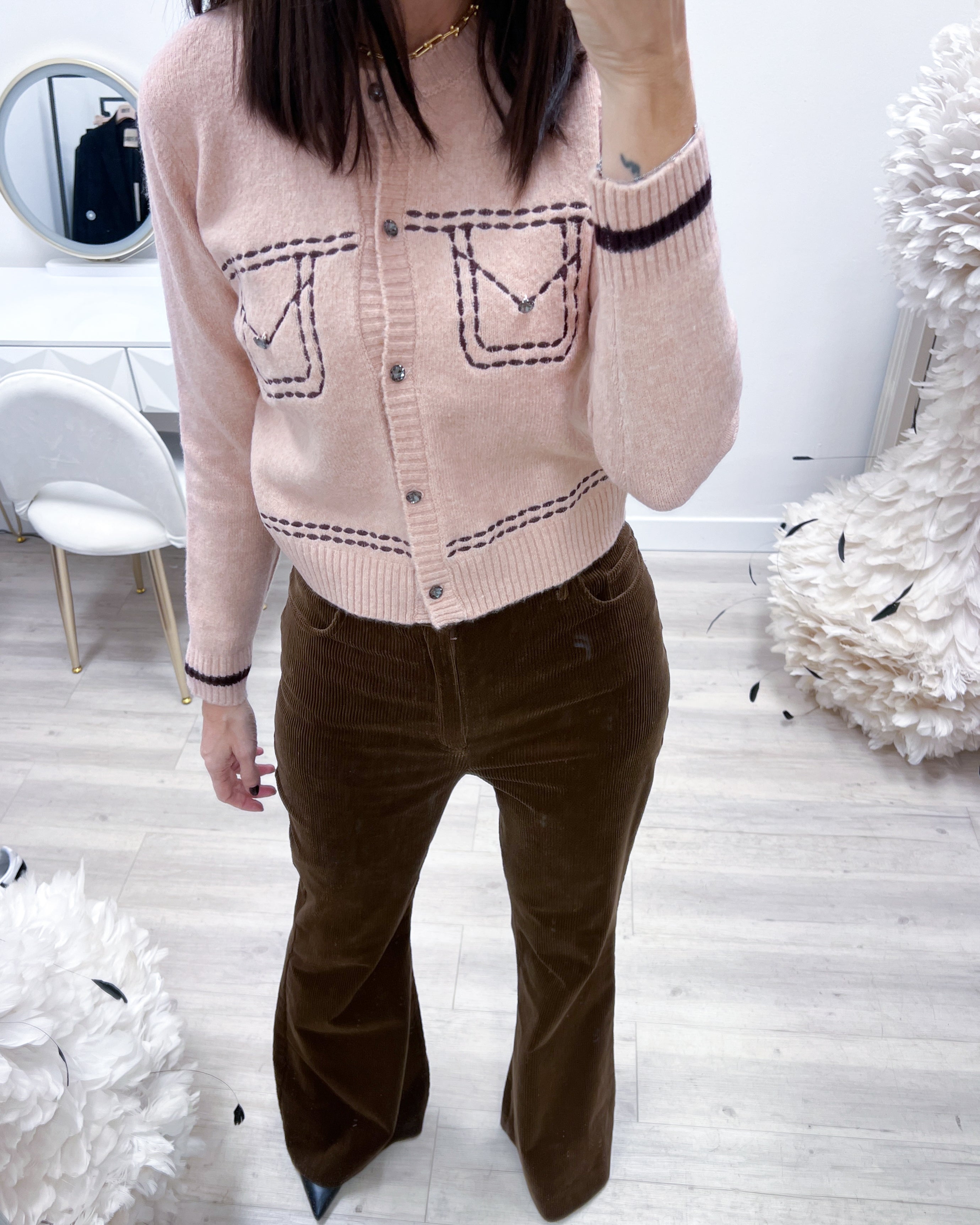 PANTALONI FLARE VELVET BROWN