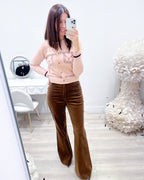 PANTALONI FLARE VELVET BROWN