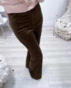 PANTALONI FLARE VELVET BROWN