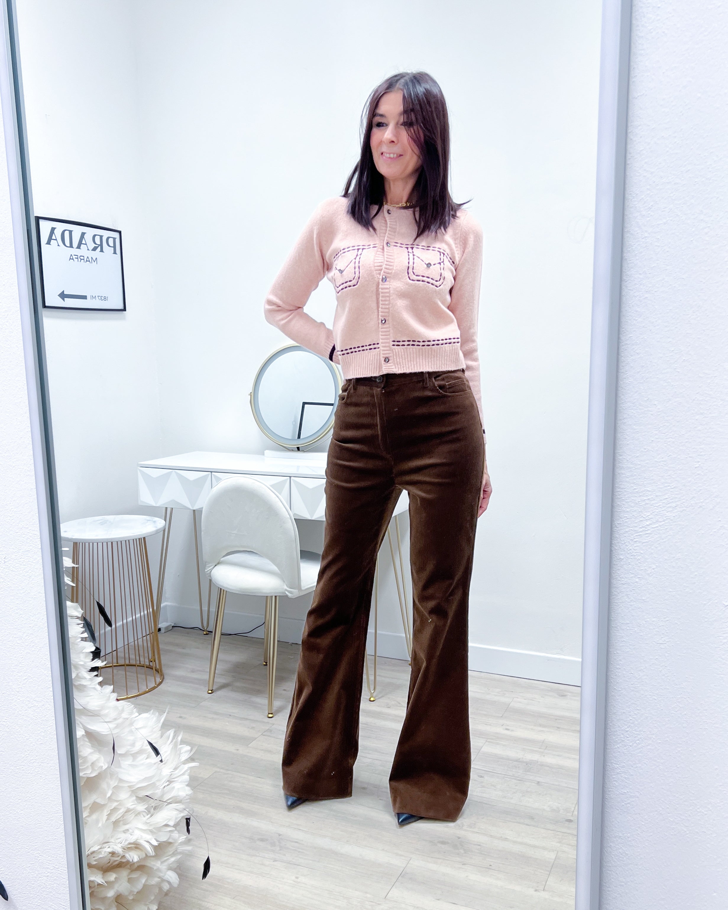 PANTALONI FLARE VELVET BROWN
