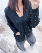 CARDIGAN NERO  STRASS
