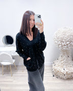 CARDIGAN NERO  STRASS