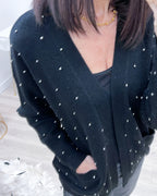 CARDIGAN NERO  STRASS