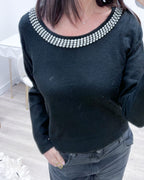 MAGLIONE SCOLLO A BARCA NERO