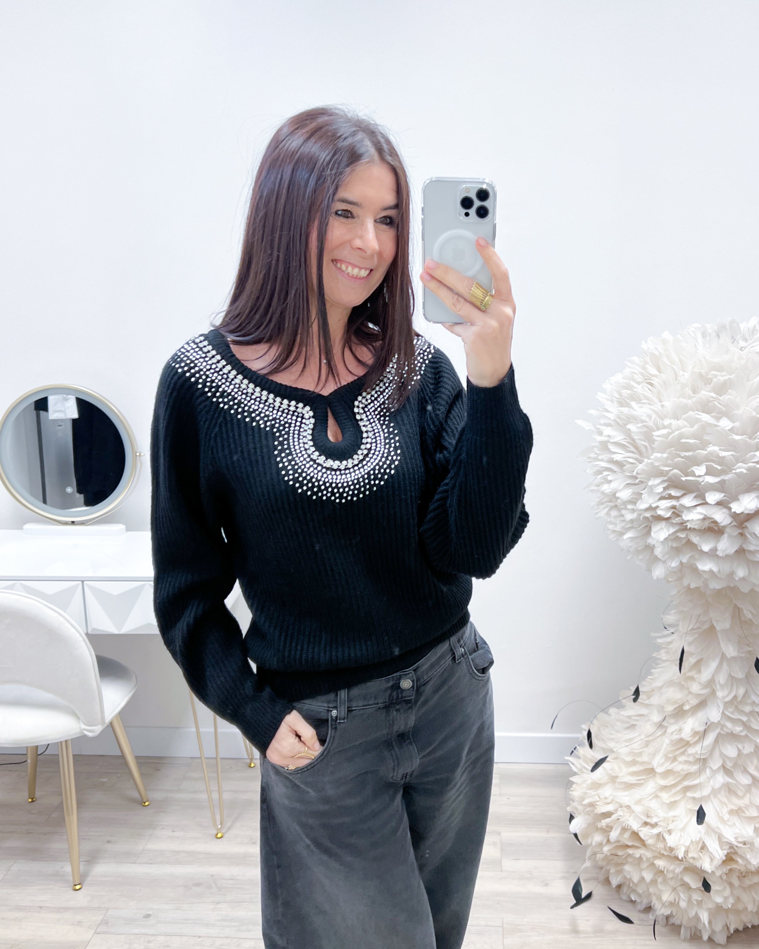 MAGLIONE GOCCIA NERO
