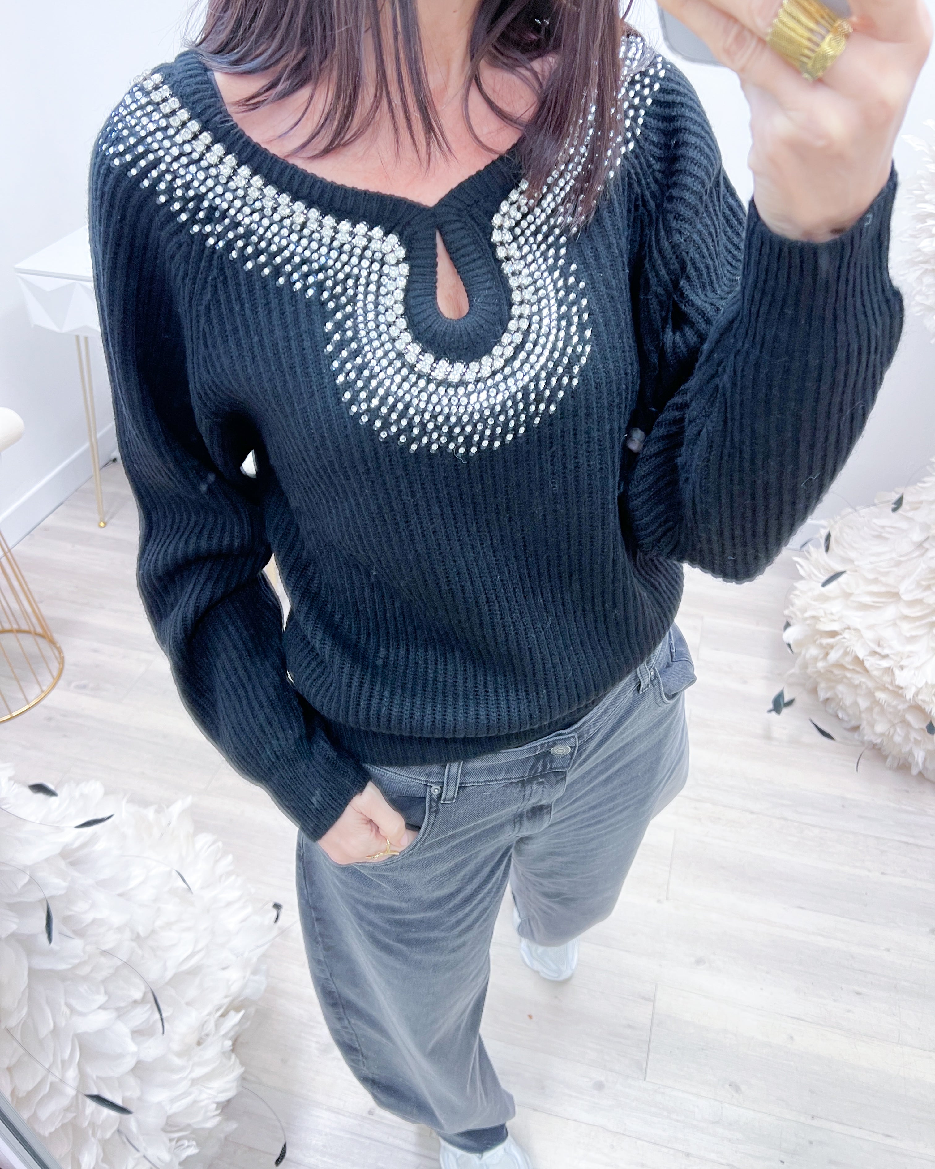 MAGLIONE GOCCIA NERO