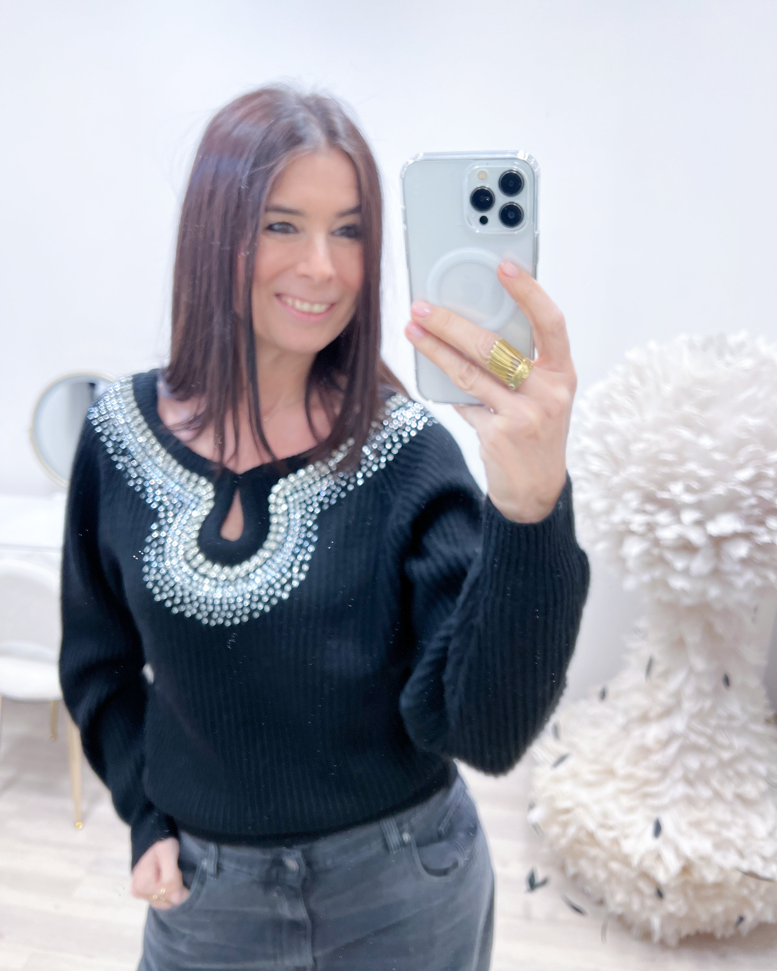 MAGLIONE GOCCIA NERO