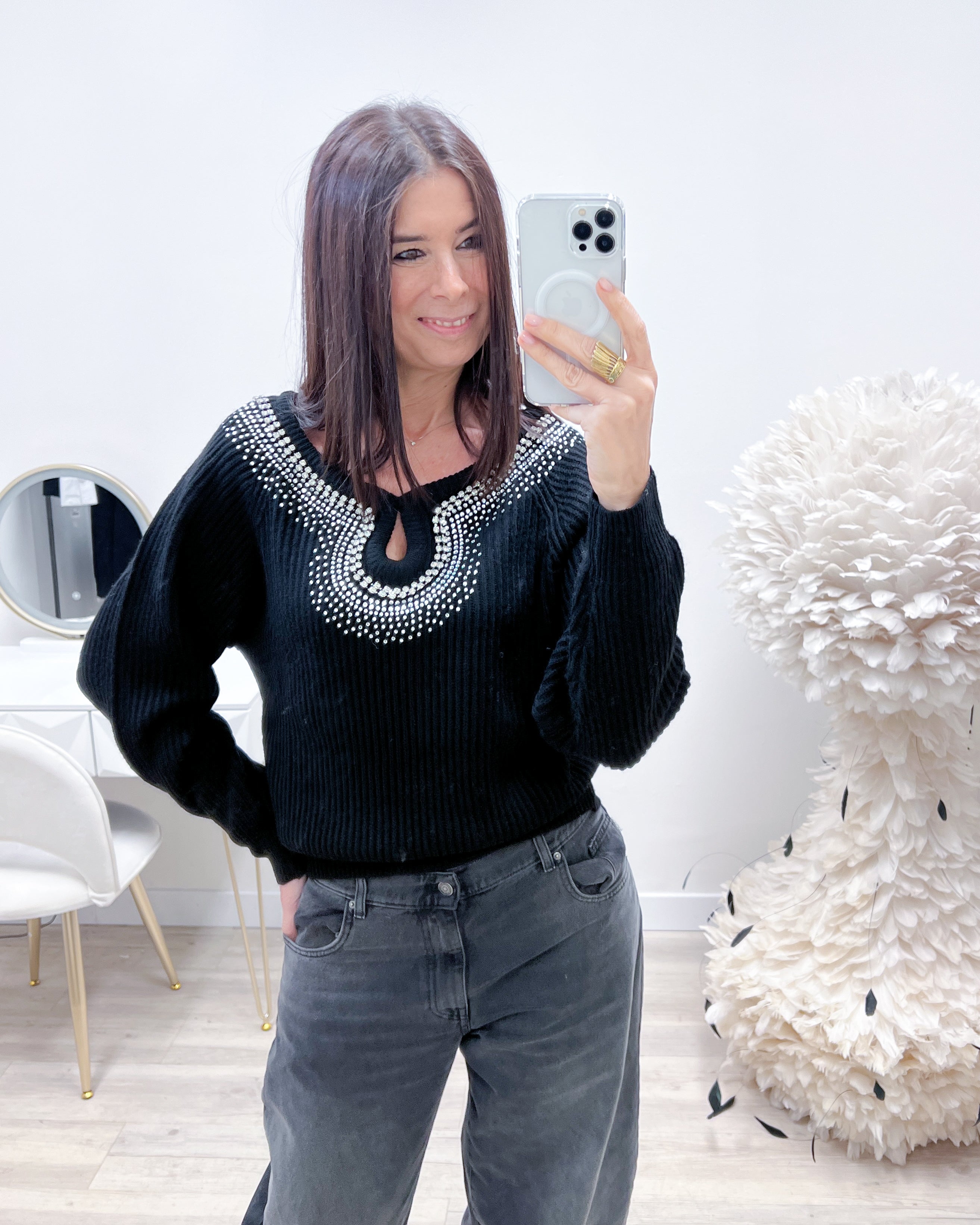MAGLIONE GOCCIA NERO