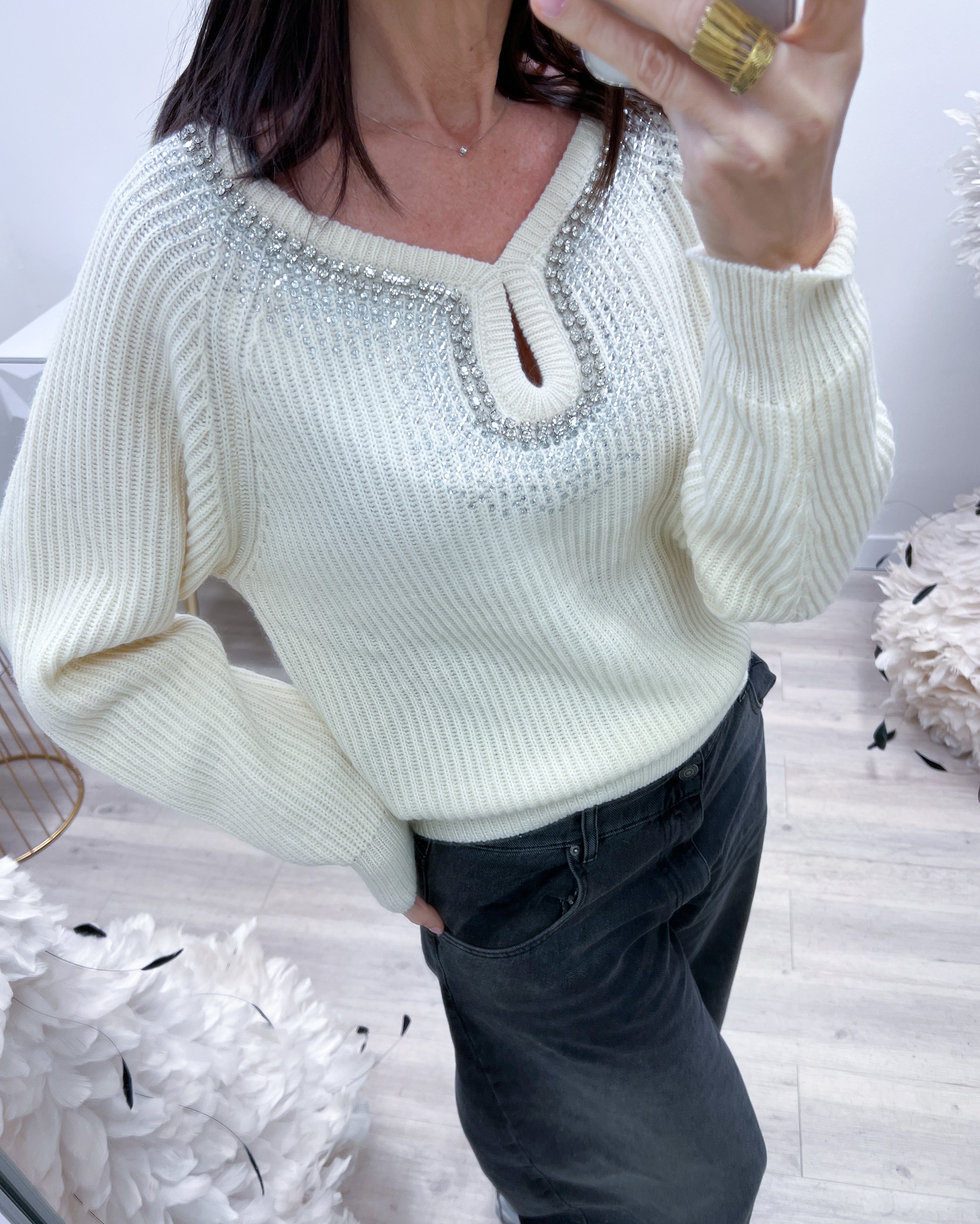 MAGLIONE GOCCIA BIANCO