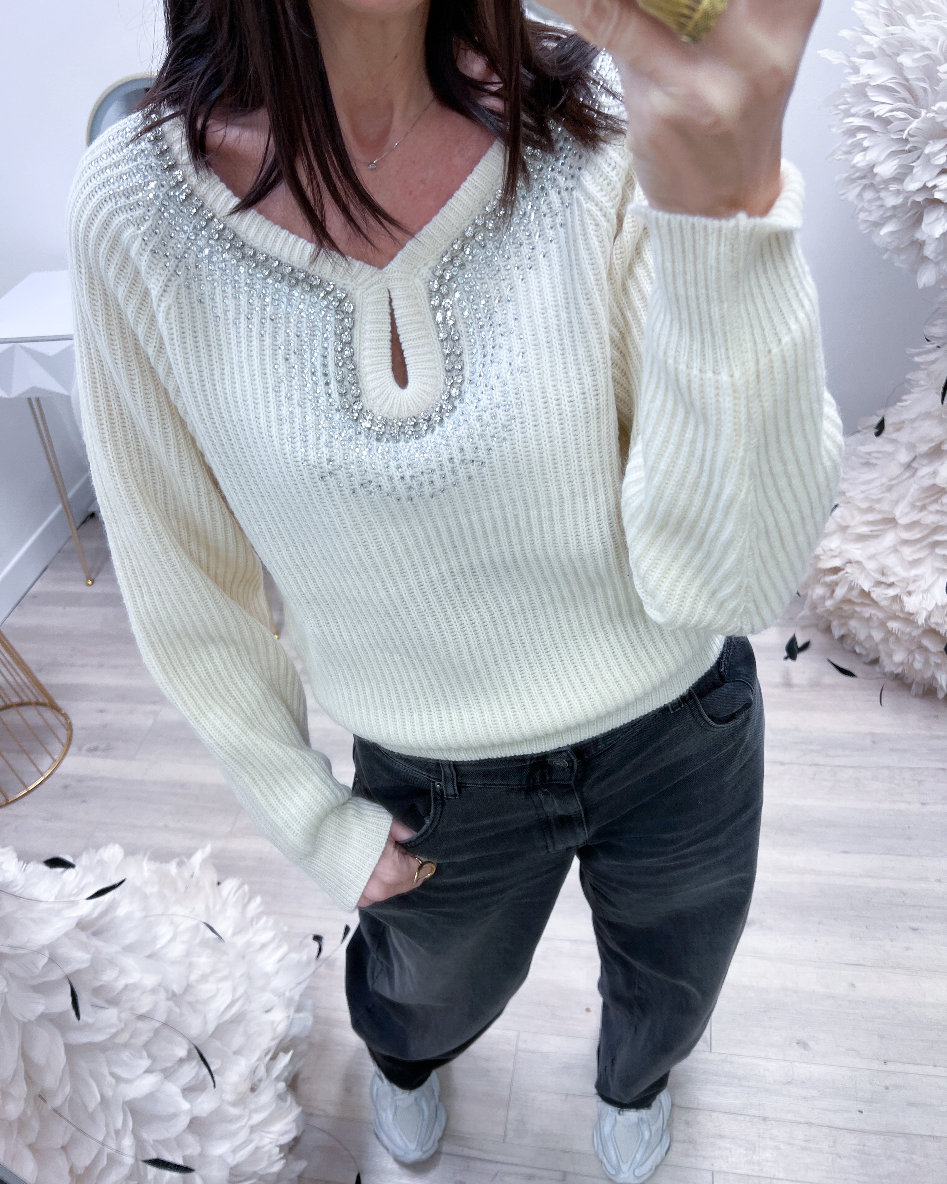 MAGLIONE GOCCIA BIANCO