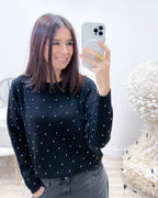 MAGLIONE NERO STRASS
