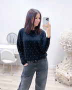 MAGLIONE NERO STRASS