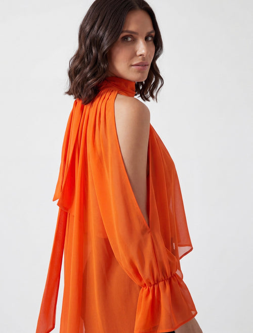 BLUSA ARANCIONE SEMITRASPARENTE